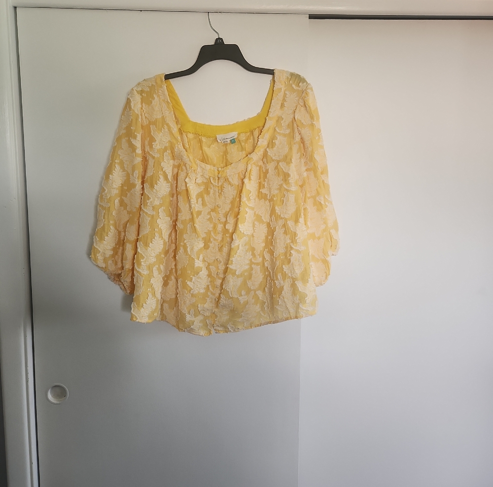 Anthropologie Yellow Crop Blouse